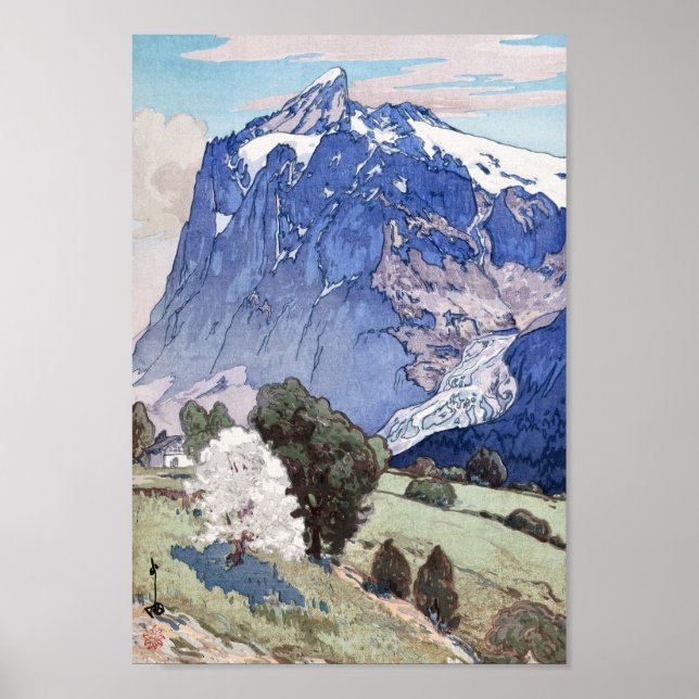Wetterhorn, Hiroshi Yoshida, Woodcut Poster (Front)