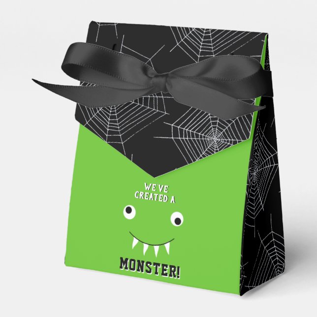 "We've Created A Monster" Halloween Baby Shower Favor Box (Front Side)