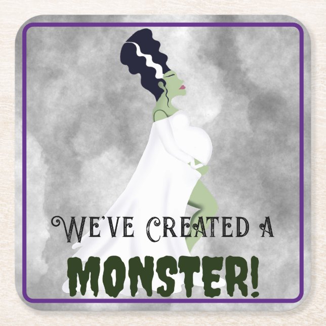 We've Created a Monster! Square Paper Coaster (Front)