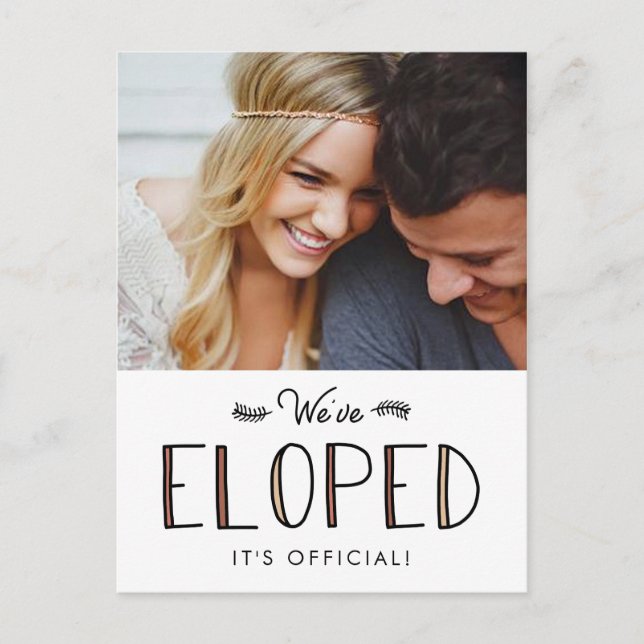 We've Eloped | Elopement Marriage Announcement (Front)