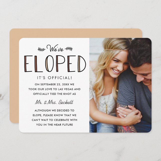 We've Eloped | Elopement Marriage Announcement (Front/Back)