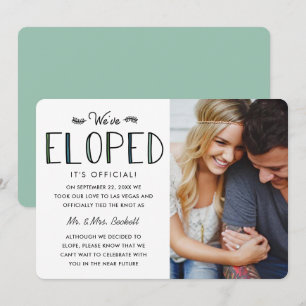 We've Eloped Elopement Marriage Announcement