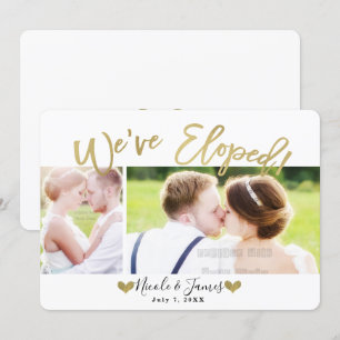 We've Eloped Gold Modern Photo Wedding Engagement Invitation