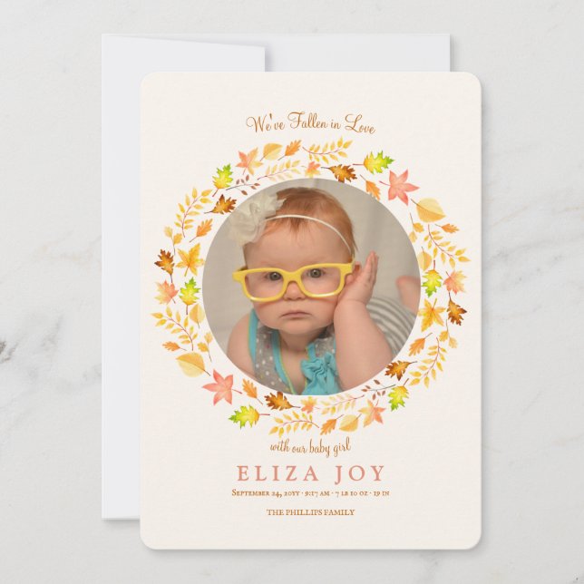 We've Fallen in Love Photo Birth Announcement (Front)