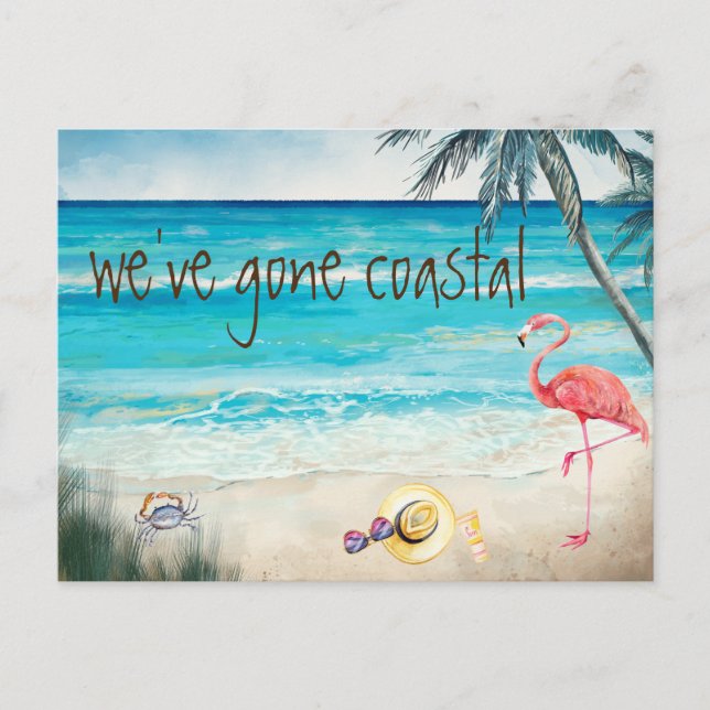 We've Gone Coastal Moving Announcement Beach Postcard (Front)