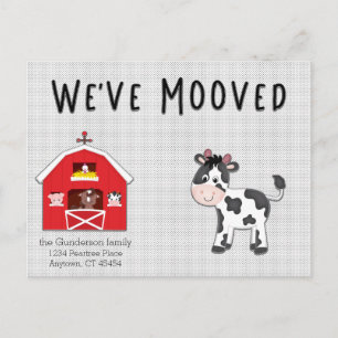 We've Mooved Cow in Barnyard Postcard
