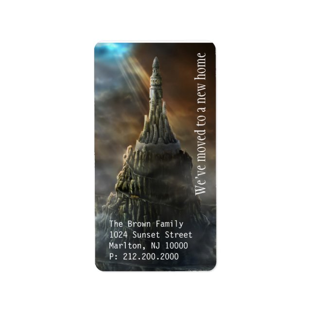 We've Moved | Amazing Tower Castle Label (Front)