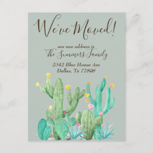 We've Moved  Announcement Cactus Desert Cacti Postcard