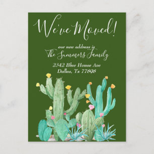 We've Moved  Announcement Cactus Desert Cacti Postcard