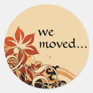 we've moved announcement classic round sticker