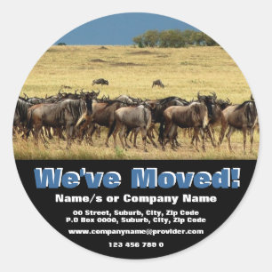 We've moved announcement classic round sticker