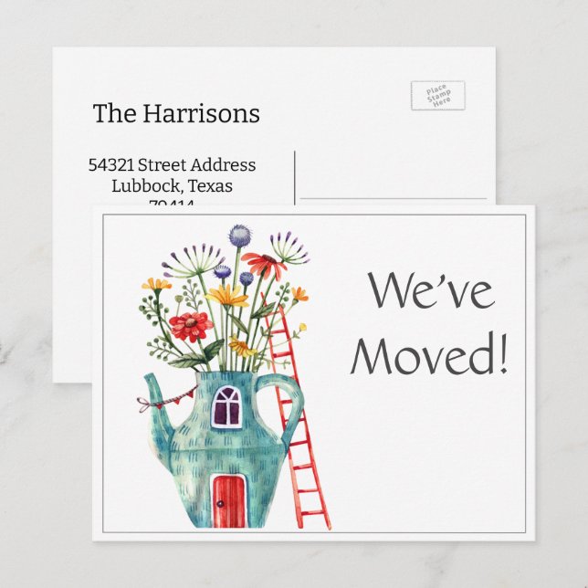 We've Moved Announcement, Fairytale House Postcard (Front/Back)