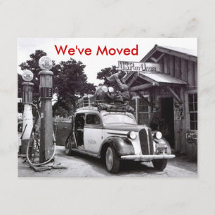We've Moved Announcement Retro Packed Car & PO