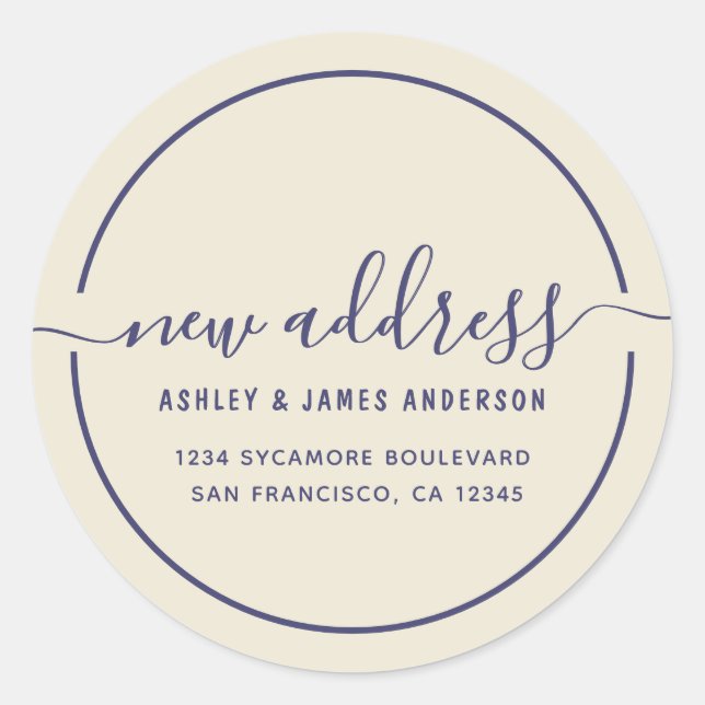 We've Moved Antique White New Address Classic Round Sticker (Front)