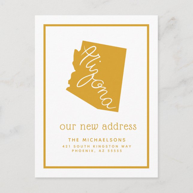 We've Moved | Arizona Typography Holiday Postcard (Front)