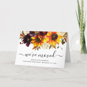 We've Moved Autumn Boho Sunflower Blooms Moving Announcement