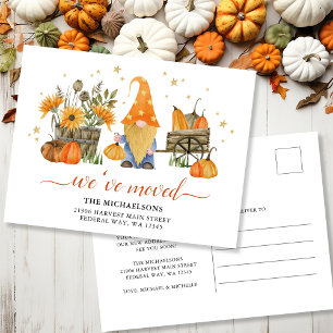 We've Moved Autumn Gnome New Address Announcement Postcard