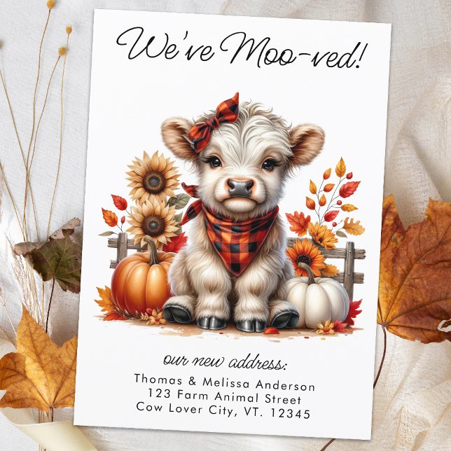 We've Moved Autumn Highland Cow New Address Moving Announcement (Creator Uploaded)