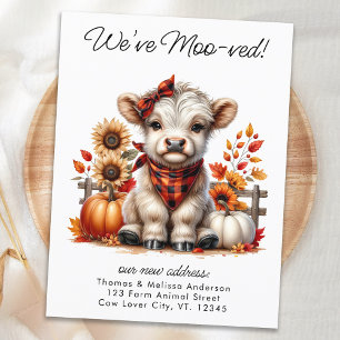 We've Moved Autumn Highland Cow New Address Moving Announcement Postcard