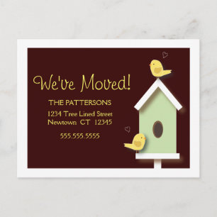 We've Moved Birdhouse New Address Postcard