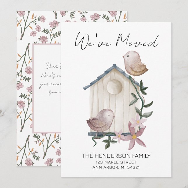 We've Moved Birdhouse New Home Moving Announcement (Front/Back)