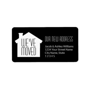 We've Moved Black and White Modern Return Address Label