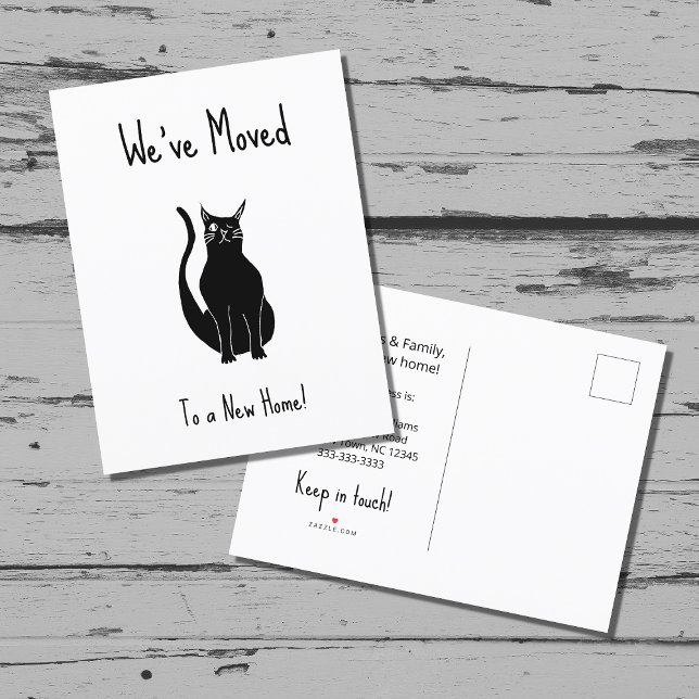 We've Moved Black Cat New Home Simple Announcement Postcard (Creator Uploaded)