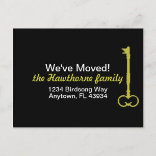 We've Moved Black & Gold Announcement Postcard