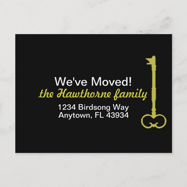 We've Moved Black & Gold Announcement Postcard (Front)