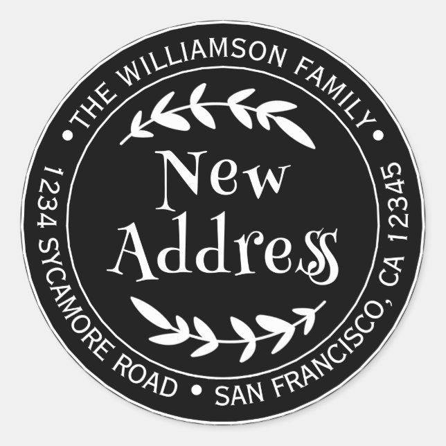 We've Moved Black New Address label (Front)