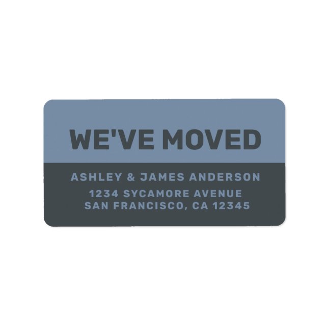 We've Moved Black Vintage Blue New Address Label (Front)