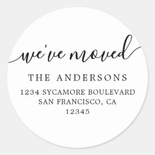 We've Moved Black White New Address label