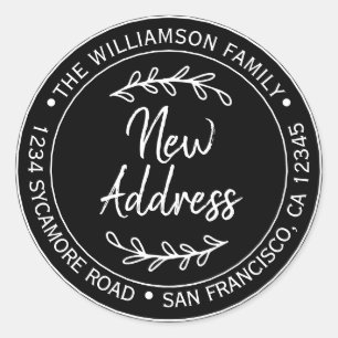 We've Moved Black White New Address label