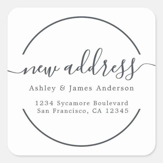 We've Moved Black White New Address label (Front)