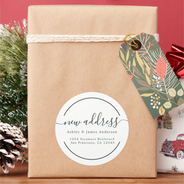 We've Moved Black White New Address label (Holiday)