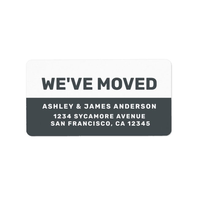 We've Moved Black White New Address Label (Front)