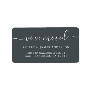 We've Moved Black White New Address label