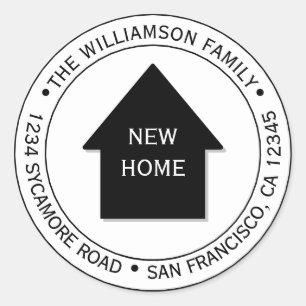 We've Moved Black White New Home Address Classic Round Sticker