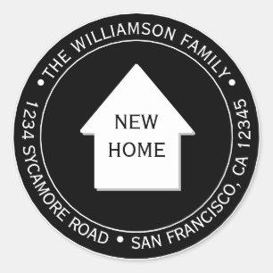 We've Moved Black White New Home Address label
