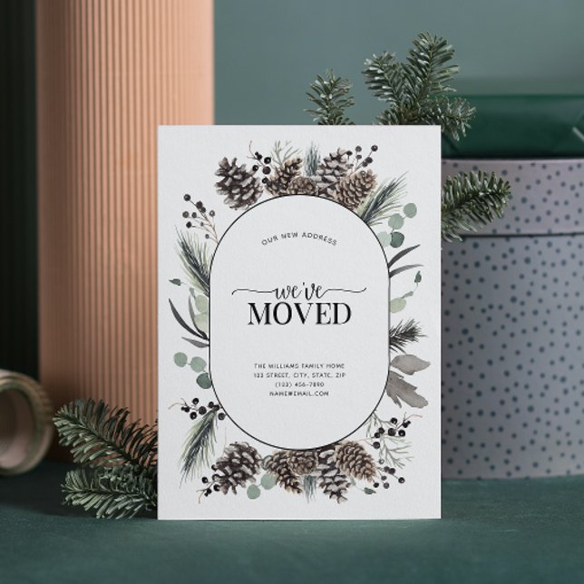 We've Moved Black Winter Moving Announcement (Sending your family and friends a festive 'We've Moved!' Christmas card!
)
