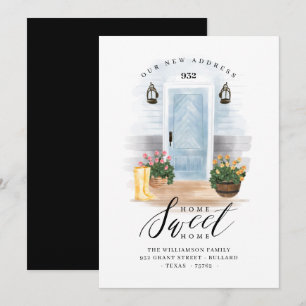 We've Moved Blue Chic Country Watercolor Blue Door Announcement