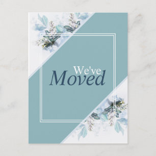 We've Moved Blue Floral Moving Announcement Postcard