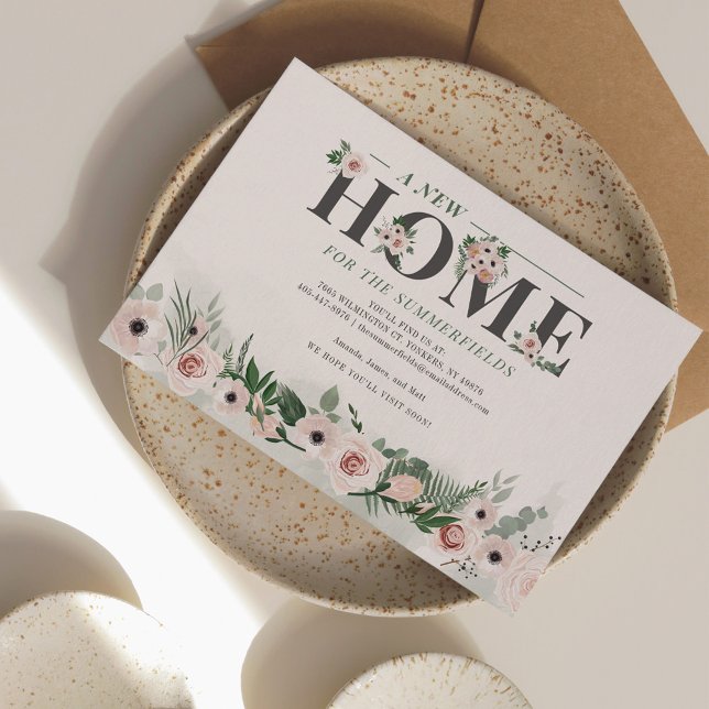 We've Moved Botanical Floral Moving Announcement (Floral Moving Announcement New Address Notification Card)