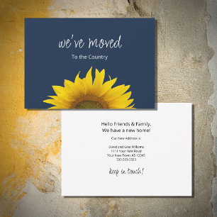 We've Moved Botanical Sunflower Navy Blue Moving Announcement
