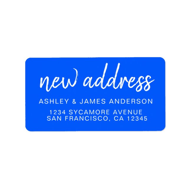 We've Moved Bright Blue New Address Label (Front)
