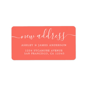 We've Moved Bright Coral New Address label