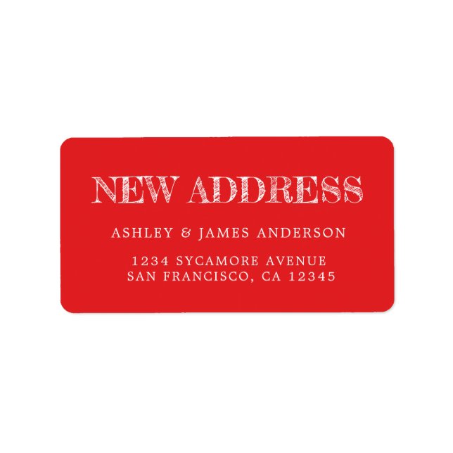 We've Moved Bright Red New Address label (Front)
