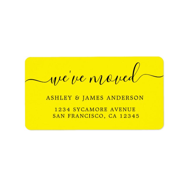 We've Moved Bright Yellow New Address label (Front)