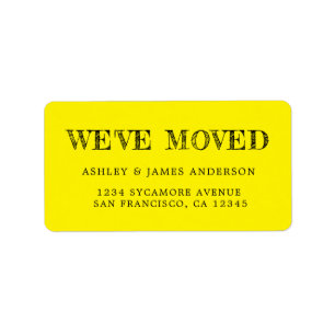 We've Moved Bright Yellow New Address label