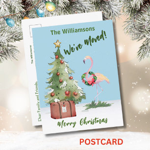 We've Moved Budget Reindeer Christmas Tree  Announcement Postcard